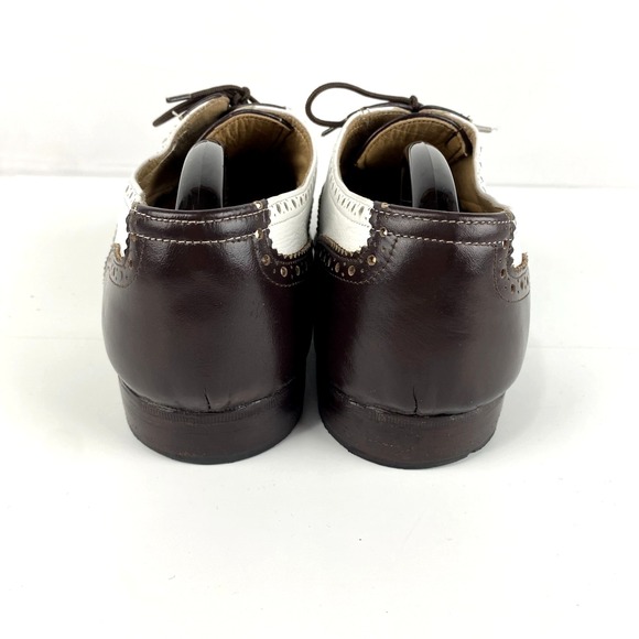 Babel All Leather Wingtip Oxfords Men\'s 12.5 Full Brogues Brown White Italian